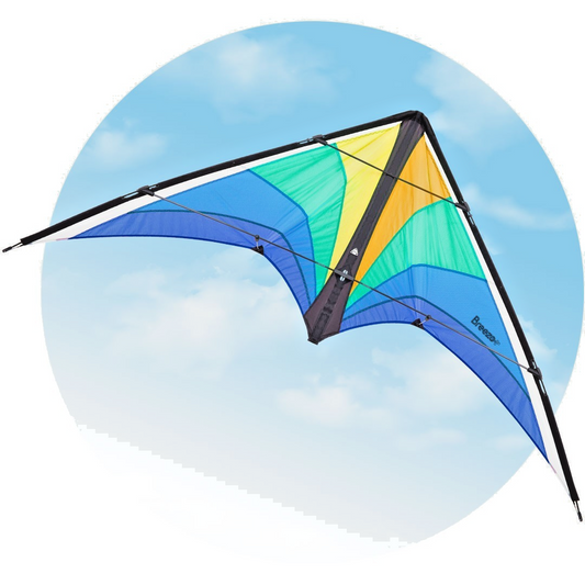 HQ Sport Stunt Kite Breezo Freezze + Dyneema Lines + Control Straps + Carry Bag