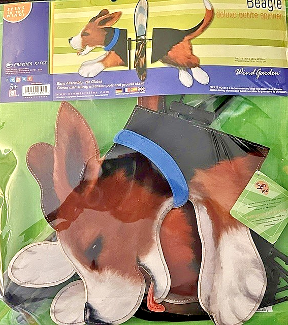 Beagle Dog Wind Spinner Larger Size 27"L x 17"W x 18"D + Pole + Ground Stake