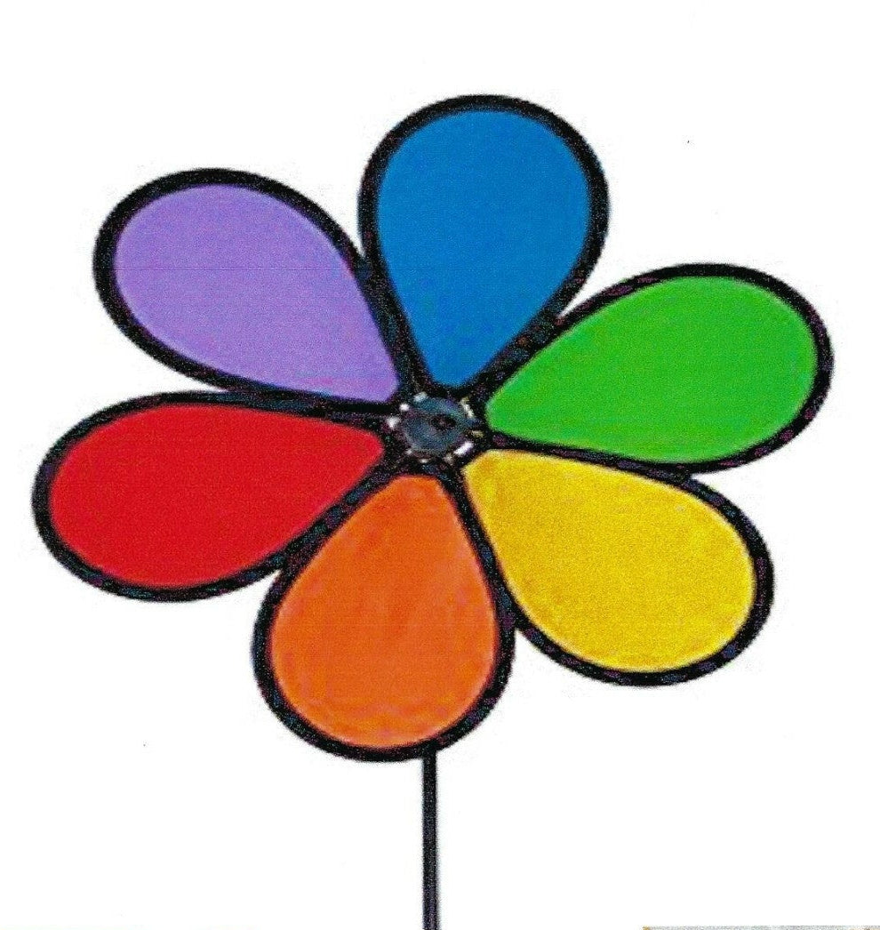 Wind Spinner Daisy 6-Petal Windmill + Pole + Yard + Patio + Garden for X-Bird