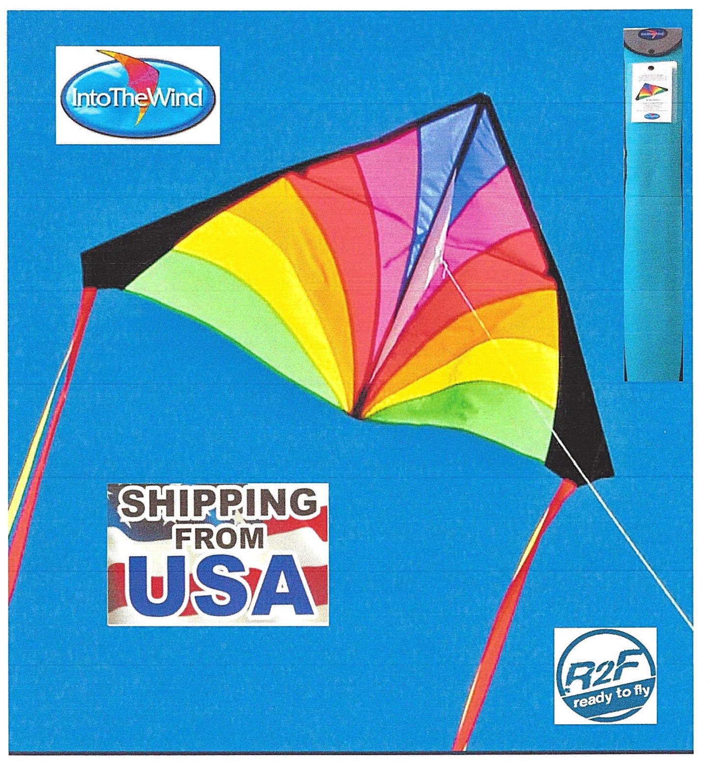 Delta Kids Kite + RipStop Nylon Material + Line on D-Handle + 2-tails + Bag