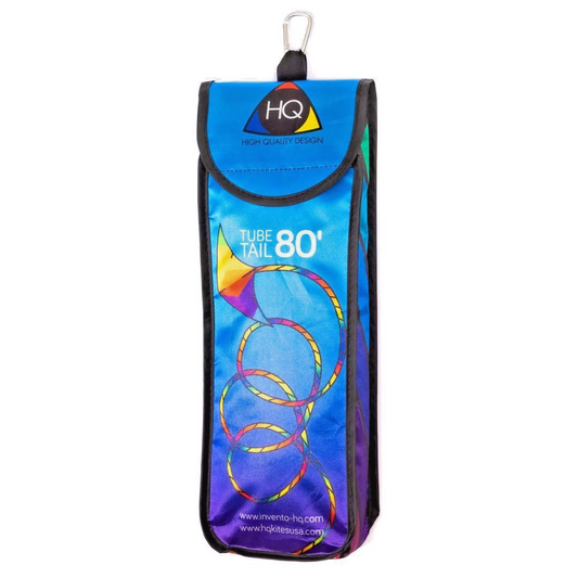 HQ Kite Tube Tail Rainbow Spiral 80-ft x 4-inches + Metal Carabina + Bag
