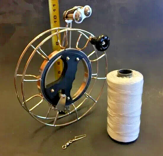 Kite Reel Stainless Steel 11" Diameter + Line + Lock + Metal Swivel + Carry Bag