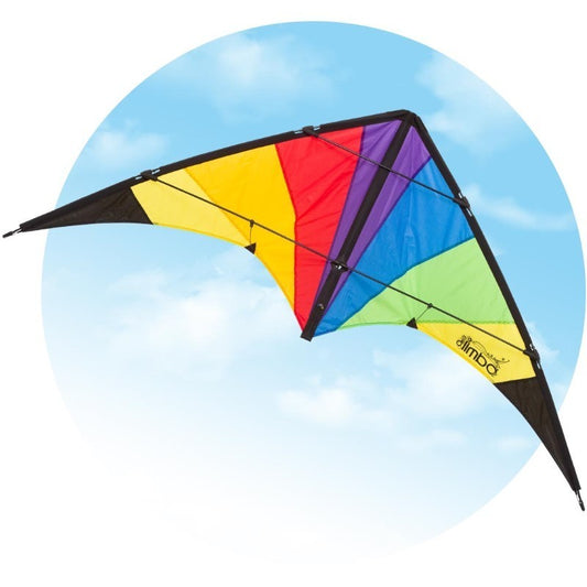 HQ Sport Stunt Kite Limbo Rainbow  + Line Set + Control Straps + HD Carry Bag