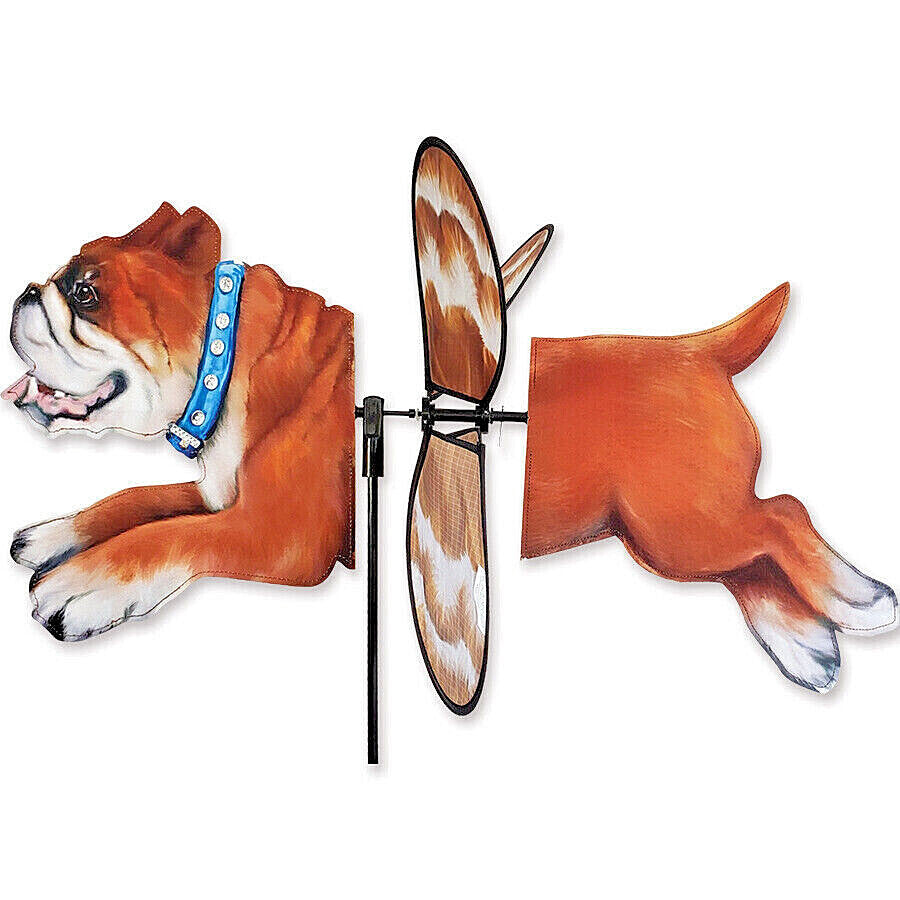 Wind Spinner Bulldog Deluxe  Larger Size 25.5" x 13" x 18" + Pole + Ground Stake