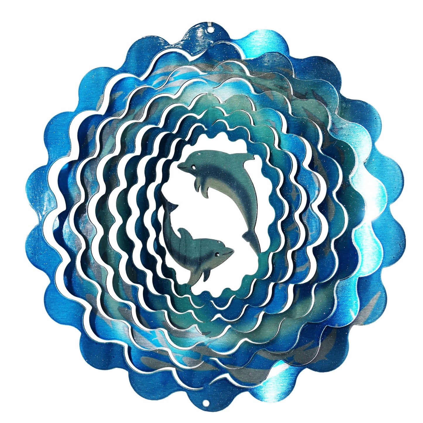 Wind Spinner Dolphin Stainless Steel Laser Cut + Powder Coated + Metal Swivel