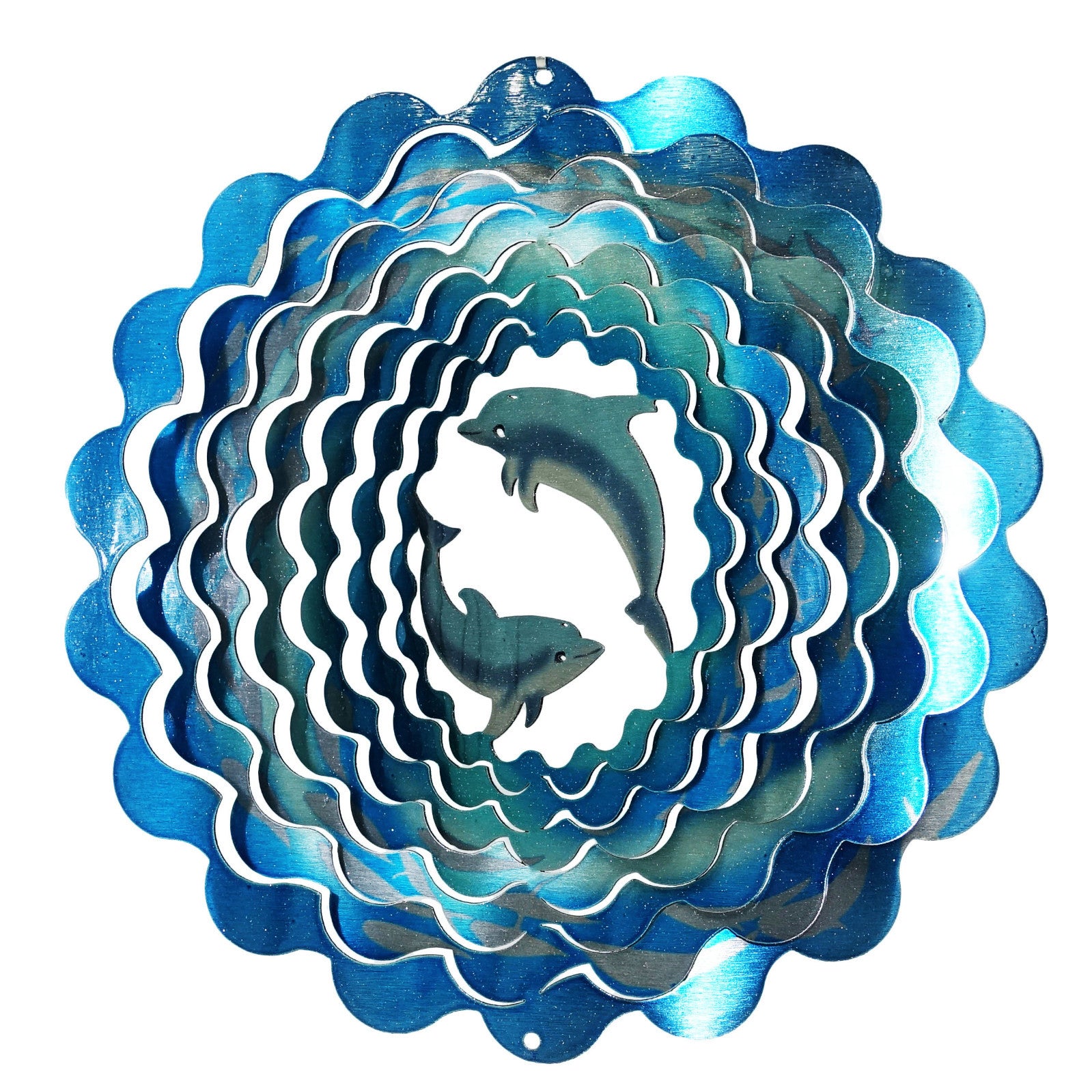 Wind Spinner Dolphin Stainless Steel Laser Cut + Powder Coated + Metal Swivel