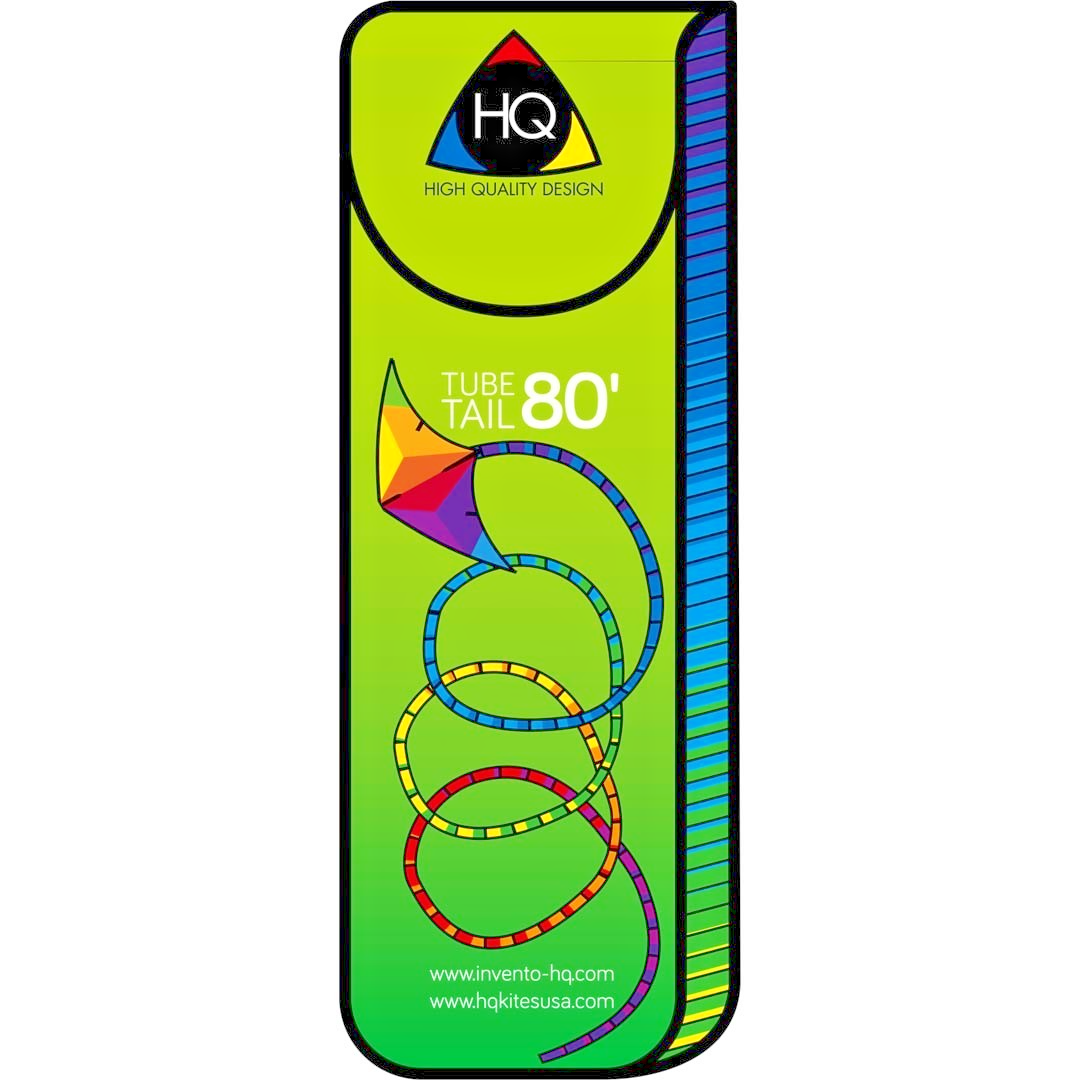 HQ Kite Tube Tail Classic Rainbow 80-ft x 4-inches + Metal Carabina + Bag