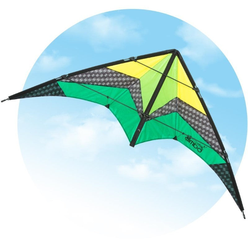 HQ Sport Stunt Kite Limbo Emerald  + Line Set + Control Straps + HD Carry Bag