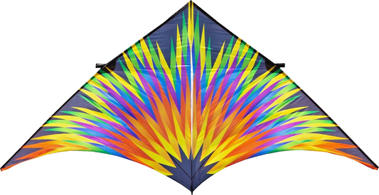 HQ Delta Kite Fireworks HUGE 161x77" + 8" Reel + Line + Tube Tail + Swivel + Bag