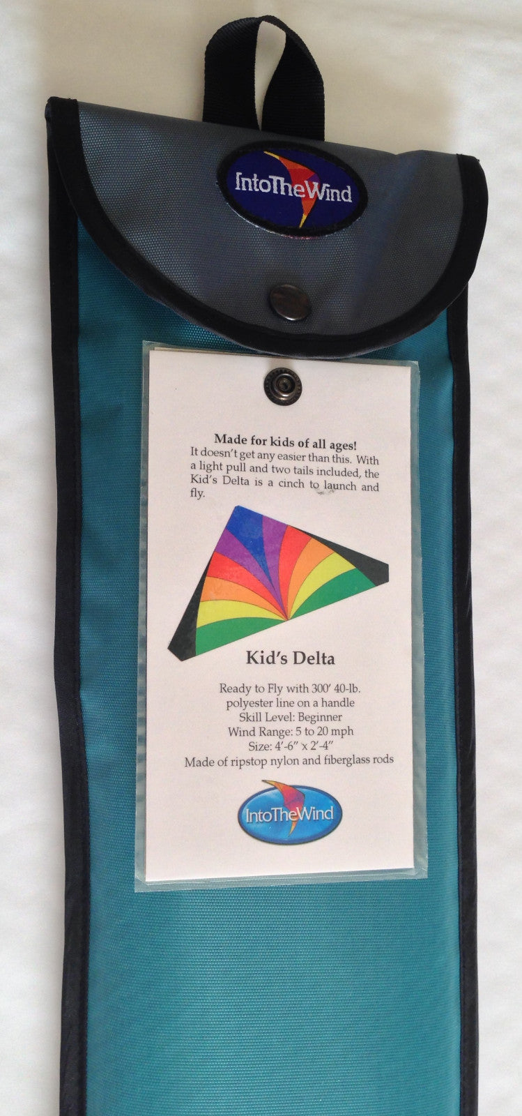 Delta Kids Kite + RipStop Nylon Material + Line on D-Handle + 2-tails + Bag