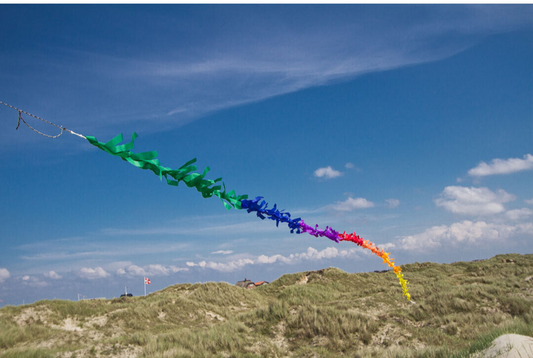 HQ Fringe Kite Tail Rainbow 23-ft. Long  x 6" wide + Metal Swivel Hook