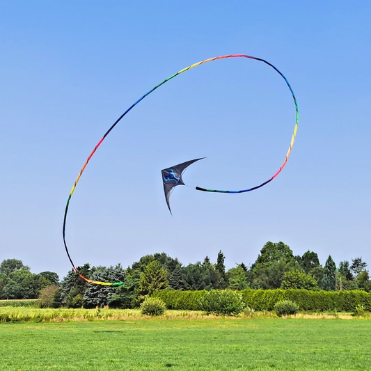 HQ Kite Tube Tail Classic Rainbow 80-ft x 4-inches + Metal Carabina + Bag