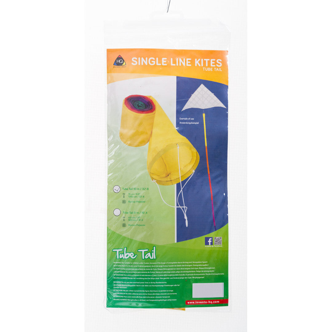 Kite Tube Tail Rainbow HQ 32.8-ft L x 5.9" W + Metal Swivel Hook + Carry Bag