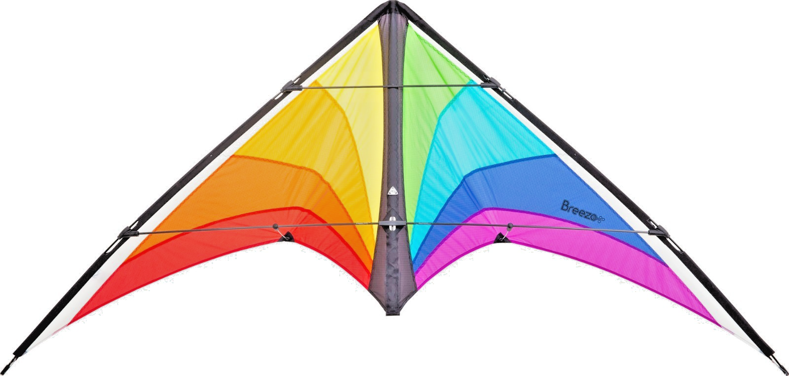 HQ Sport Stunt Kite Breezo Rainbow  + Dyneema Lines + Control Straps + Carry Bag