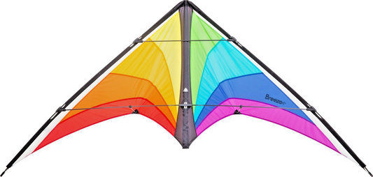 HQ Sport Stunt Kite Breezo Rainbow  + Dyneema Lines + Control Straps + Carry Bag