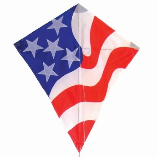 USA Patriot Kite Kids and Adults 32" x 29" RipStop Nylon Material + Line + Tail