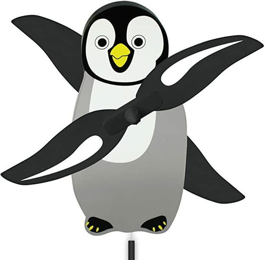 Penguin Wind Spinner Windmill 9" tall + Garden Pole + Yard + Garden For X Bird