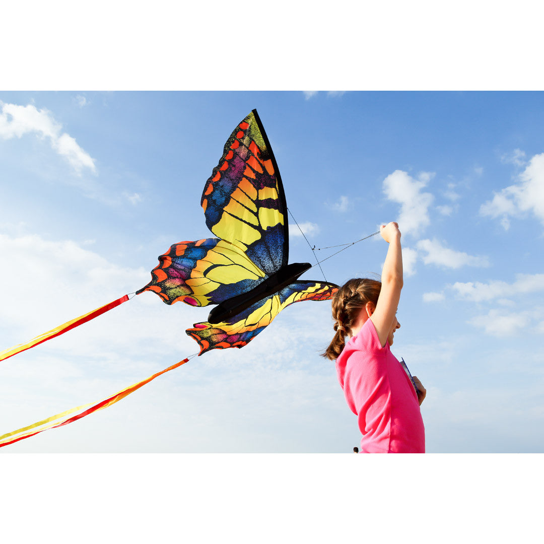 Butterfly Kids Kite Swallowtail Large Size 51" x 31" Line + Clip + tails + Bag