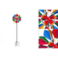 Metal Wind Spinner Multi Colored Flower Duett 48 x 14" Two Spinning Rotor Wheels