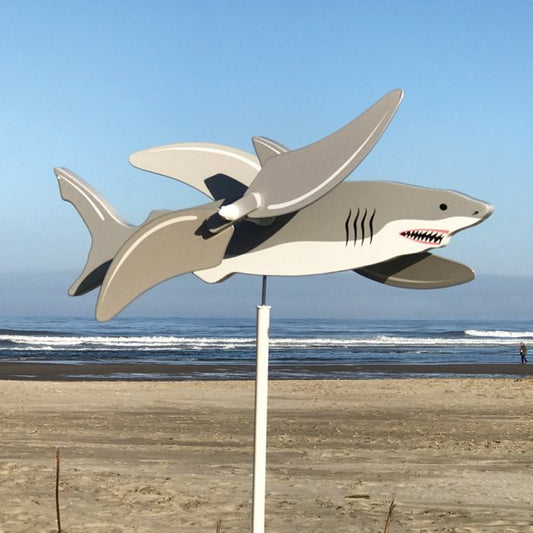 Wind Spinner Shark Windmill + 20" Long + Two Piece Metal Garden Pole Included