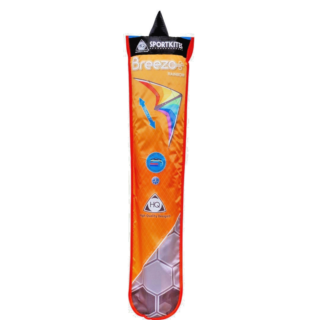 HQ Sport Stunt Kite Breezo Rainbow  + Dyneema Lines + Control Straps + Carry Bag