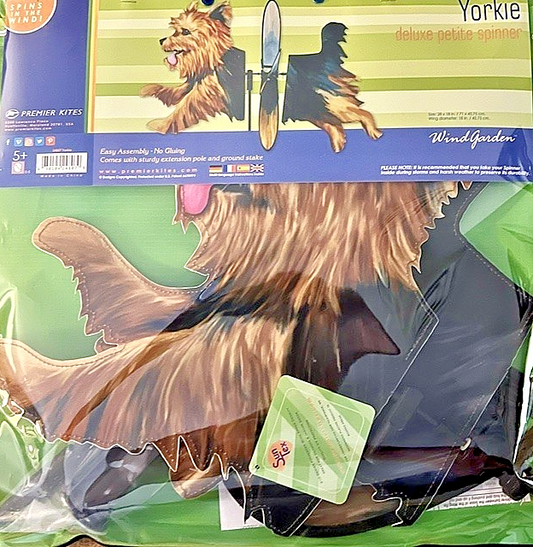 Yorkie Dog Wind Spinner Larger Size 28"L x 18"W x 18"D + Pole + Ground Stake