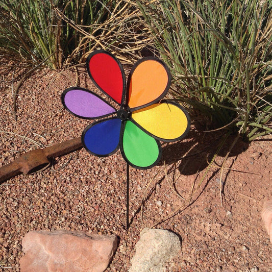 Wind Spinner Daisy 6-Petal Windmill + Pole + Yard + Patio + Garden for X-Bird