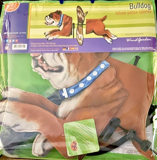 Wind Spinner Bulldog Deluxe  Larger Size 25.5" x 13" x 18" + Pole + Ground Stake