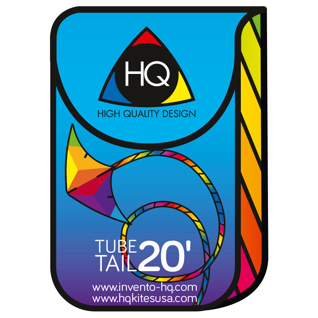 HQ Kite Tube Tail Rainbow Spiral 20-feet x 4-inches + Metal Carabina + Bag