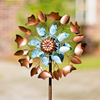 Metal Wind Spinner Copper Leaf Duett 60" x 16" + Metal Ground Stake + Metal Pole